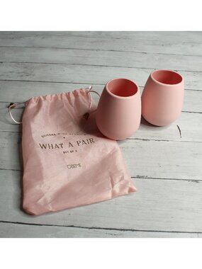 Odeme Silicone Stemless Wine Glasses What a Pair Set of 2 Pink